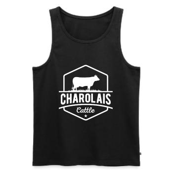 Kuhfarmer - Charolais-Rinder - Männer Premium Bio Tank Top - Schwarz - Vorne - Michal (187cm)
