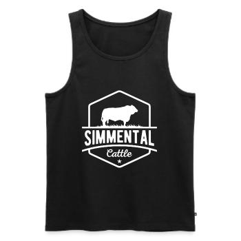 Kuhfarmer - Simmental-Rinder - Männer Premium Bio Tank Top - Schwarz - Vorne - Michal (187cm)