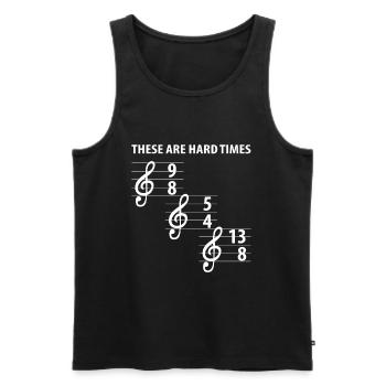These Are Hard Difficult Times Musik - Männer Premium Bio Tank Top - Schwarz - Vorne - Michal (187cm)