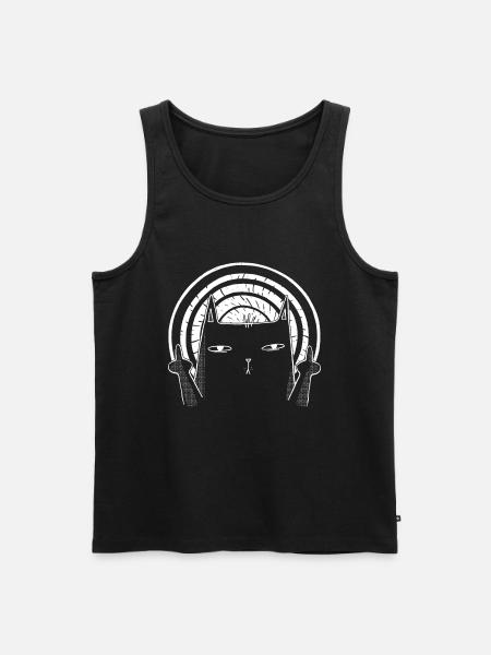Cat Middelvinger - Fliplipping Black Cat - Mannen Premium Bio Tanktop - zwart