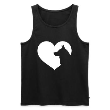 Siberian Husky-Hund-Herz-Silhouette - Männer Premium Bio Tank Top - Schwarz - Vorne - Michal (187cm)