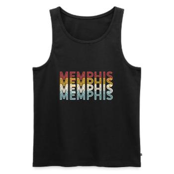 USA City Rétro des années 70 - Vintage Memphis - Débardeur bio Premium Homme - noir - Devant - AI Model Male 178 light (178cm)