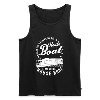 Was Auch Immer Auf Dem Hausboot Passiert - Männer Premium Bio Tank Top - Schwarz - Vorne - Michal (187cm)