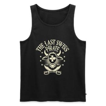 Der Lezte Schweizer Pirat | für alle Schweiz-Fans - Männer Premium Bio Tank Top - Schwarz - Vorne - Michal (187cm)