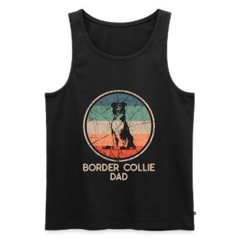 Chien - Vintage Border Collie Papa - Débardeur bio Premium Homme - noir - Devant - Michal (187cm)