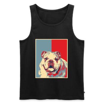 Hundegrafik - Vintage Englische Bulldogge - Männer Premium Bio Tank Top - Schwarz - Vorne - Michal (187cm)