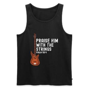 Praise Him with String - Electric Guitar - Men's Premium Organic Tank Top - black - Front - AI Model Male 178 light (178cm)