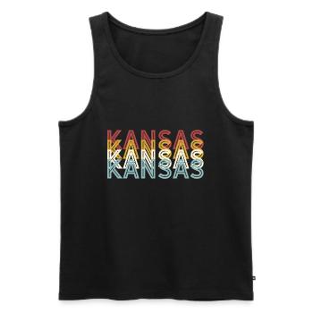 US 70s Retro State Vintage Kansas - Men's Premium Organic Tank Top - black - Front - Michal (187cm)