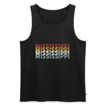 US 70s Retro State Vintage Mississippi - Débardeur bio Premium Homme - noir - Devant - AI Model Male 178 light (178cm)