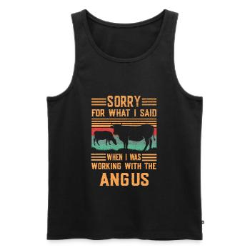 Désolé pour ce que j’ai dit, Angus - Débardeur bio Premium Homme - noir - Devant - AI Model Male 178 light (178cm)