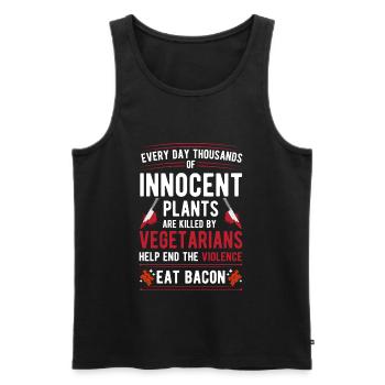 Violence végétarienne Nourriture Bacon - Débardeur bio Premium Homme - noir - Devant - Michal (187cm)