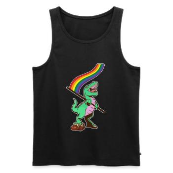 LGBTQ-Flagge - Dinosaurier-Schwuler - Männer Premium Bio Tank Top - Schwarz - Vorne - Michal (187cm)