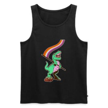 Drapeau LGBTQ - Dinosaur Lesbian - Débardeur bio Premium Homme - noir - Devant - Michal (187cm)