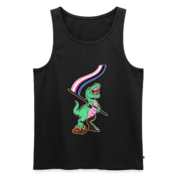 LGBTQ-Flagge - Dinosaurier-Geschlechtsflüssigkeit - Männer Premium Bio Tank Top - Schwarz - Vorne - Michal (187cm)