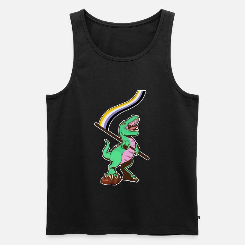 LGBTQ Flag - Dinosaur Non-Binary - Men's Premium Organic Tank Top - black