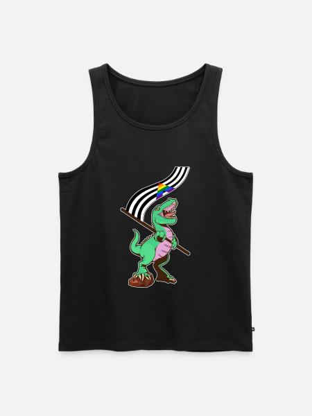 LGBTQ Flag - Dinosaur Straight Ally - Men's Premium Organic Tank Top - black