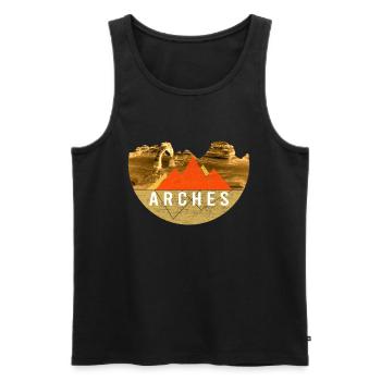 Jahrgang - Arches Peak Nationalpark - Männer Premium Bio Tank Top - Schwarz - Vorne - AI Model Male 178 light (178cm)