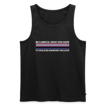 Vorsicht, Wer Hasst - LGBTQ Gender Fluid - Männer Premium Bio Tank Top - Schwarz - Vorne - Michal (187cm)