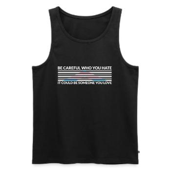 Caution Who Hates - LGBTQ Trans Ally - Men's Premium Organic Tank Top - black - Front - AI Model Male 178 light (178cm)