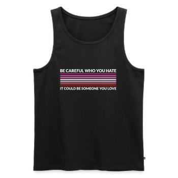 Attention qui déteste - Rouge à lèvres LGBTQ - Débardeur bio Premium Homme - noir - Devant - Michal (187cm)