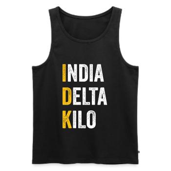 Computer-Chat India Delta Kilo - IDK - Männer Premium Bio Tank Top - Schwarz - Vorne - AI Model Male 178 light (178cm)