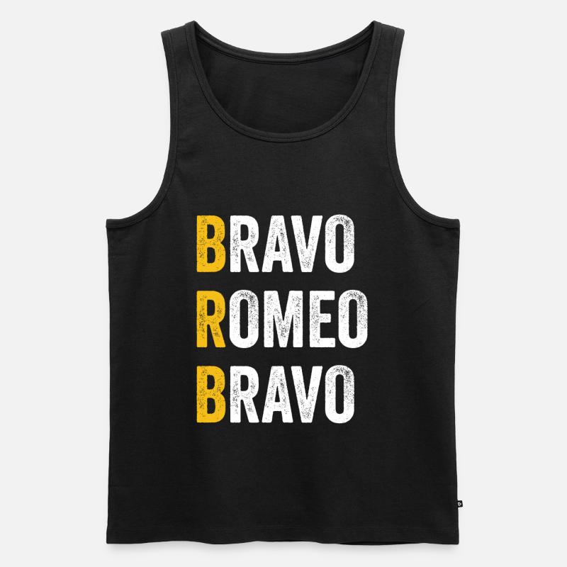 Computer-Chat Bravo Romeo Bravo - BRB - Männer Premium Bio Tank Top - Schwarz