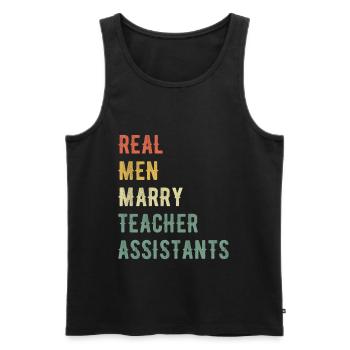 De vrais hommes épousent des assistants d’enseignement - Débardeur bio Premium Homme - noir - Devant - Michal (187cm)