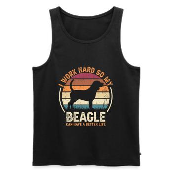 Travaillez dur - Retro Beagle - Débardeur bio Premium Homme - noir - Devant - Michal (187cm)