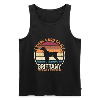 Travailler dur - Retro Brittany - Débardeur bio Premium Homme - noir - Devant - Michal (187cm)