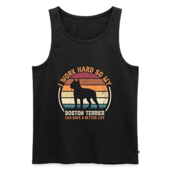 Arbeiten Sie Hart - Retro Boston Terrier - Männer Premium Bio Tank Top - Schwarz - Vorne - Michal (187cm)