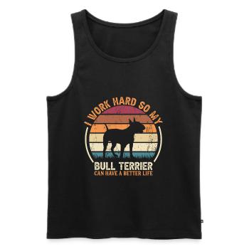 Work Hard - Retro Bull Terrier - Men's Premium Organic Tank Top - black - Front - Michal (187cm)