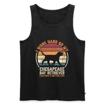 Work Hard Work - Retro Cavalier - Men's Premium Organic Tank Top - black - Front - AI Model Male 178 light (178cm)