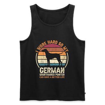 Travail acharné - Retro German Pointer - Débardeur bio Premium Homme - noir - Devant - Michal (187cm)