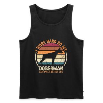 Travail acharné - Retro Doberman - Débardeur bio Premium Homme - noir - Devant - Michal (187cm)