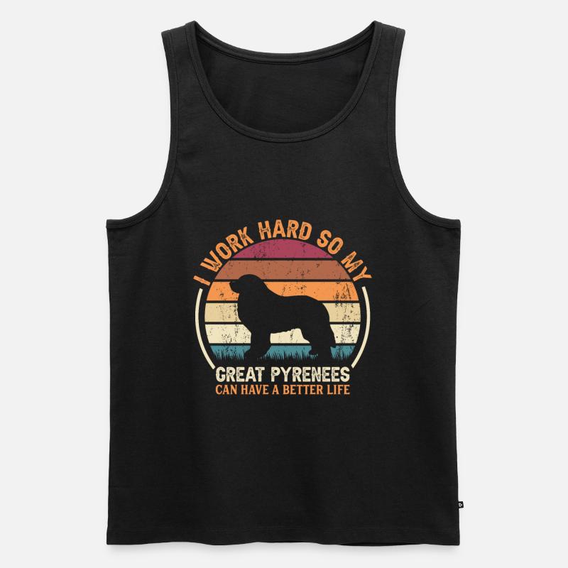 Arbeite Hart - Retro Great Pyrenees - Männer Premium Bio Tank Top - Schwarz
