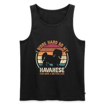 Travail acharné - Retro Havanese - Débardeur bio Premium Homme - noir - Devant - Michal (187cm)