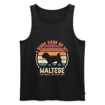 Hard Work - Retro -Malteser - Men's Premium Organic Tank Top - black - Front - Michal (187cm)