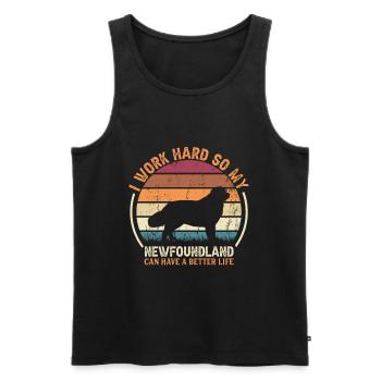 Work Hard Work - Retro Newfoundland - Men's Premium Organic Tank Top - black - Front - AI Model Male 178 light (178cm)