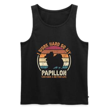 Work Hard - Retro Papillon - Men's Premium Organic Tank Top - black - Front - AI Model Male 178 light (178cm)