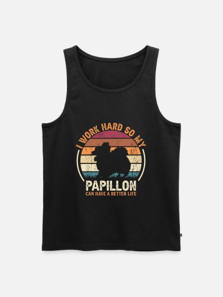 Work Hard - Retro Papillon - Men's Premium Organic Tank Top - black