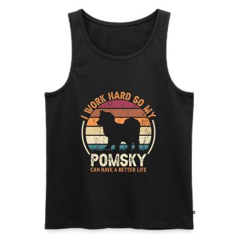 Travaillez dur - Retro Pomsky - Débardeur bio Premium Homme - noir - Devant - AI Model Male 178 light (178cm)