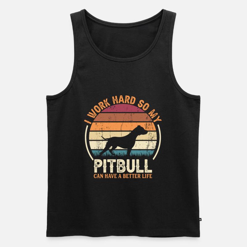 Arbeiten Hart - Retro Pitbull - Männer Premium Bio Tank Top - Schwarz