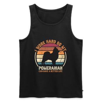 Work Hard Work - Retro Pommerianer - Men's Premium Organic Tank Top - black - Front - AI Model Male 178 light (178cm)