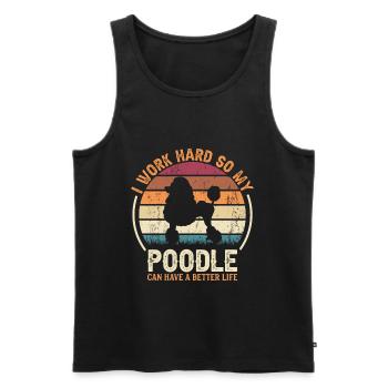 Travaillez dur - Retro Poodle - Débardeur bio Premium Homme - noir - Devant - Michal (187cm)