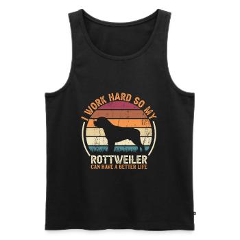 Hard Work - Retro Rottweiler - Men's Premium Organic Tank Top - black - Front - AI Model Male 178 light (178cm)