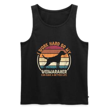 Arbeit Hart - Retro Weimaranerer - Men's Premium Organic Tank Top - black - Front - AI Model Male 178 light (178cm)