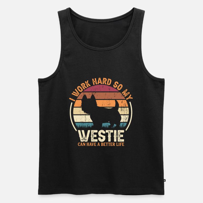 Arbeite Hart - Retro Westie - Männer Premium Bio Tank Top - Schwarz