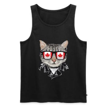 Cat Canada Flagge Sonnenbrille - Männer Premium Bio Tank Top - Schwarz - Vorne - Michal (187cm)