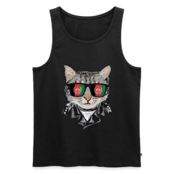 Lunettes de soleil pour chat avec drapeau afghan - Débardeur bio Premium Homme - noir - Devant - Michal (187cm)