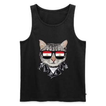 Cat Egypt Flag Lunettes de soleil - Débardeur bio Premium Homme - noir - Devant - Michal (187cm)